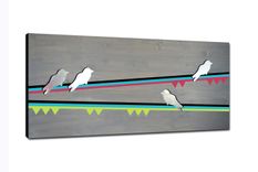 Birds 48x24 - Wood Wall Art, Metal Wall Art, Modern Wall Art, Wall Decor, Modern Painting 2 small