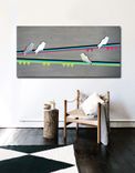 Birds 48x24 - Wood Wall Art, Metal Wall Art, Modern Wall Art, Wall Decor, Modern Painting 1 small