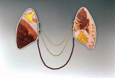 Enamel Pin With Tie Tack Finding, Vitreous Enamel (Glass) On Copper With Sterling Silver 4 small