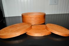 Set Of Three Nesting Shaker Oval Boxes In Cherry Wood 2 small