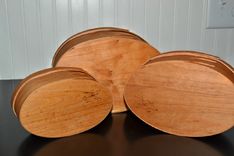 Set Of Three Nesting Shaker Oval Boxes In Cherry Wood 4 small