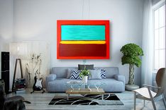 Acrylic Abstract Painting Original Art Teal Purple Red Rothko On Canvas Titled: The Divide 1 small