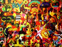 Original Modern Abstract Art Painting On Canvas Titled: Get Funky 1 small
