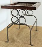 Antique Wrought Iron, Wood And Iron End Table 3 small