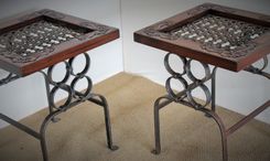 Antique Wrought Iron, Wood And Iron End Table 1 small