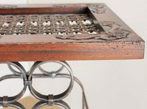 Antique Wrought Iron, Wood And Iron End Table 3 small