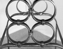 Antique Wrought Iron, Wood And Iron End Table 4 small