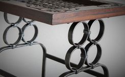 Antique Wrought Iron, Wood And Iron End Table 5 small
