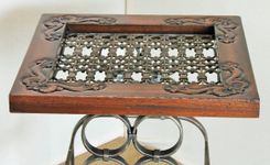 Antique Wrought Iron, Wood And Iron End Table 6 small