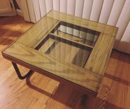 Sold - Solid Oak Window Coffee Table 3 small