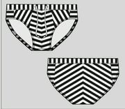 Striped Euro-Style "Brief Cut" Swim Suit 2 small