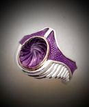 Sterling Silver Enameled Amethyst ring 2 small