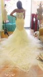 Gorgeous Strapless Trumpet Wedding Gown With Four Layer Extended Long Train 3 small