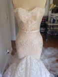 Gorgeous Strapless Trumpet Wedding Gown With Four Layer Extended Long Train 5 small