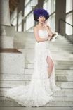 Custom Made Couture Split Fit-N-Flare Wedding Dress-Sheer Back (Style # Juliet Pb137)-Made To Order 5 small