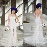Custom Made Couture Split Fit-N-Flare Wedding Dress-Sheer Back (Style # Juliet Pb137)-Made To Order 1 small