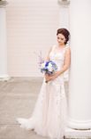 Blush Pink Ivory Sheer All Over Lace Wedding Dress (Style #Ashley Pb070) 1 small
