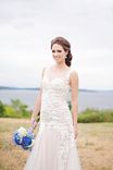 Blush Pink Ivory Sheer All Over Lace Wedding Dress (Style #Ashley Pb070) 2 small