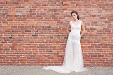 Blush Pink Ivory Sheer All Over Lace Wedding Dress (Style #Ashley Pb070) 5 small