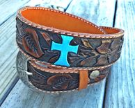 Custom Western Floral Belt Hand Carved In Usa 1 small