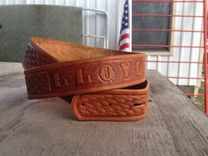Western Basketweave Handtooled Belt Personalized 4 small