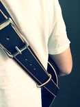Black Bridle Leather Guitar Strap 2 small
