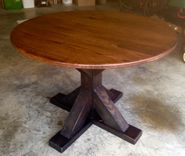 Reclaimed Round Red Oak Trestle Table 2 small