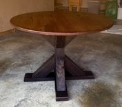 Reclaimed Round Red Oak Trestle Table 1 small