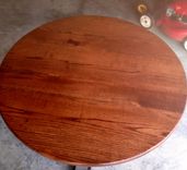 Reclaimed Round Red Oak Trestle Table 3 small