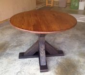 Reclaimed Round Red Oak Trestle Table 4 small