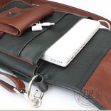 Leather & Suede Messenger Long Laptop Ipad Tech Bag 3 small
