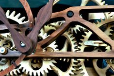 Hand Carved Wooden Gear Clock 2 small
