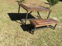 Farm Table With Wood Top And Metal Legs! 1 small