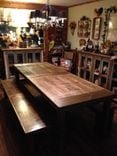 8 Ft.-20 Ft Farm Table- Dark Walnut With Two Benches! 1 small