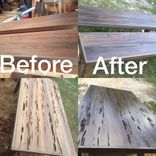 Pecky Table And Bench! 2 small