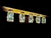 Mason Jar Lights On Reclaimed Oak Lumber 1 small