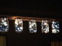 Mason Jar Lights On Reclaimed Oak Lumber 4 small