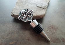 Handmade Oxidized Silver Octopus Wine Bottle Stopper 2 small