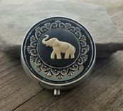 Handmade Elephant Cameo Silver Pill Box 1 small