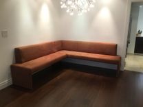 Custom Leather And Steel Sofa. 1 small