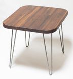 Mid Century Modern Walnut End Table With Hairpin Legs - Reclaimed - Butcher Block 1 small