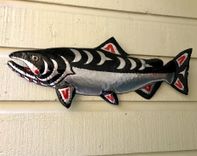 Chinook Salmon Sculpture - Aluminum Metal Fish Tribal Wall Art 4 small