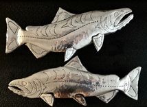 Chinook Salmon Sculpture - Aluminum Metal Fish Tribal Wall Art 5 small