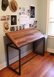 Custom Reclaimed Fishtail Oak Adjustable Drafting Table 6 small