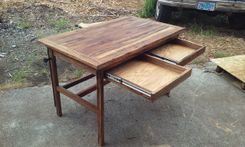 Custom Reclaimed Fishtail Oak Adjustable Drafting Table 5 small