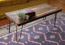 Handcrafted Coffee Table Made From Reclaimed Fishtail Oak With Steel Hairpin Legs 1 small