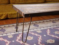 Handcrafted Coffee Table Made From Reclaimed Fishtail Oak With Steel Hairpin Legs 3 small