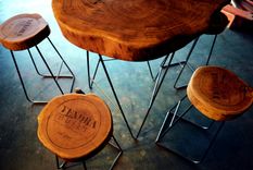 Slab Top Table & Stools 2 small