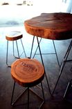 Slab Top Table & Stools 3 small