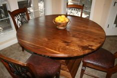 Walnut Round Table With Pedestal (Chairs Not Included) 2 small